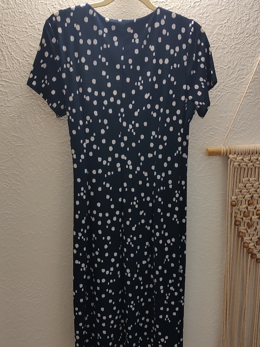 Roz& Ali Navy Polka Dot Wrap Dress - White Dot Print - Picture 4 of 5